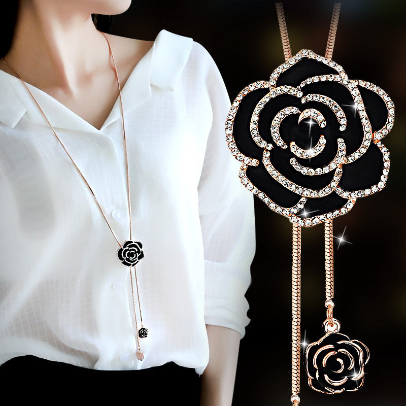 Women's Korean Rose Sweater Chain Long Retro Necklaces