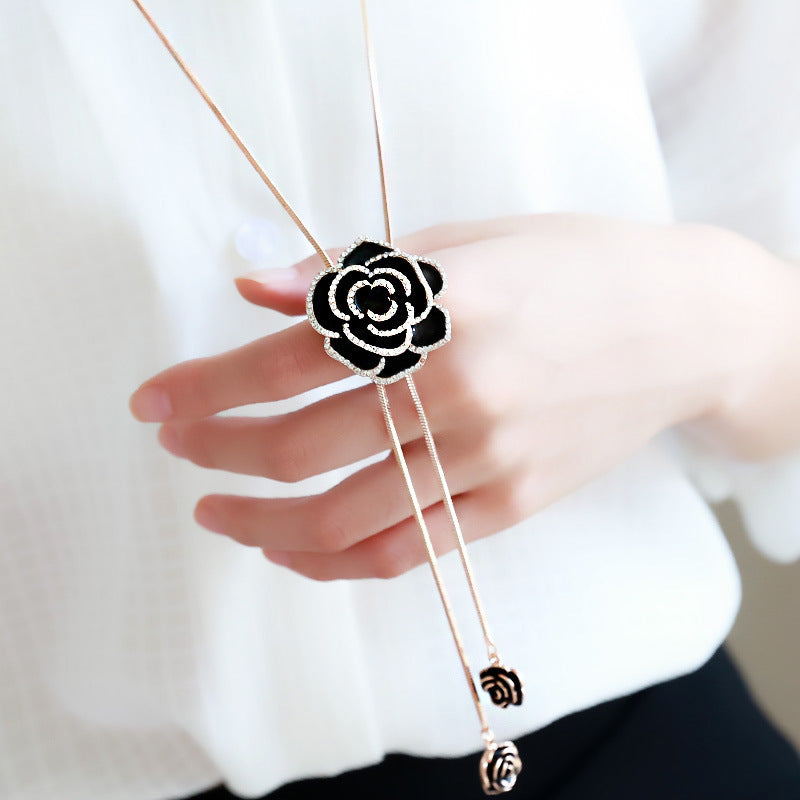 Women's Korean Rose Sweater Chain Long Retro Necklaces