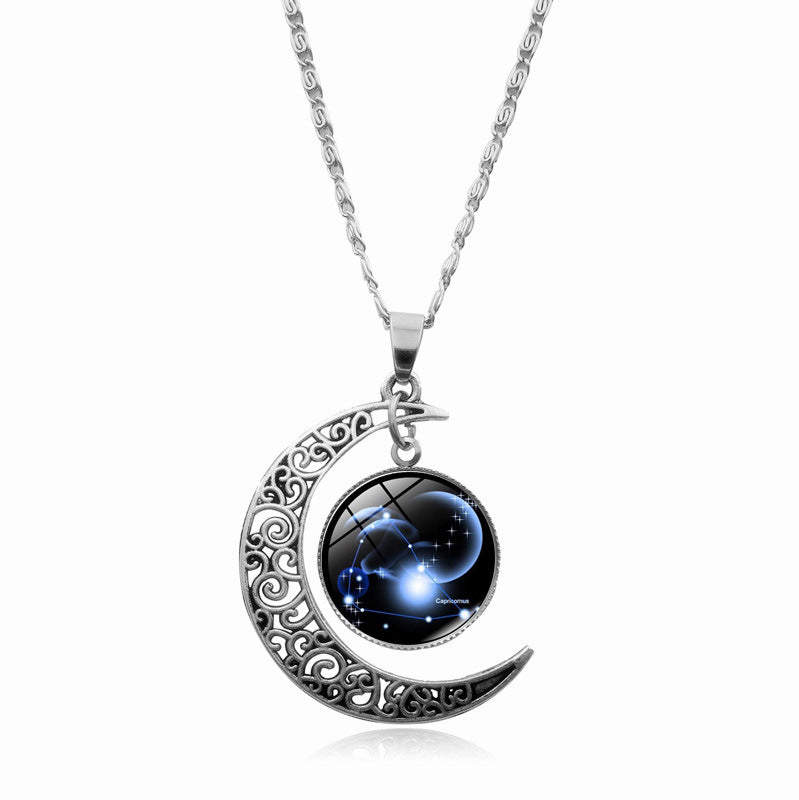 Women's Gem Cabochon Accessories Sier Moon Clavicle Necklaces