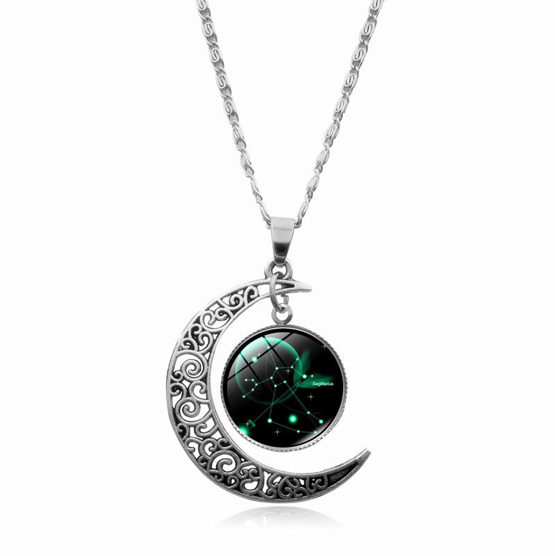 Women's Gem Cabochon Accessories Sier Moon Clavicle Necklaces