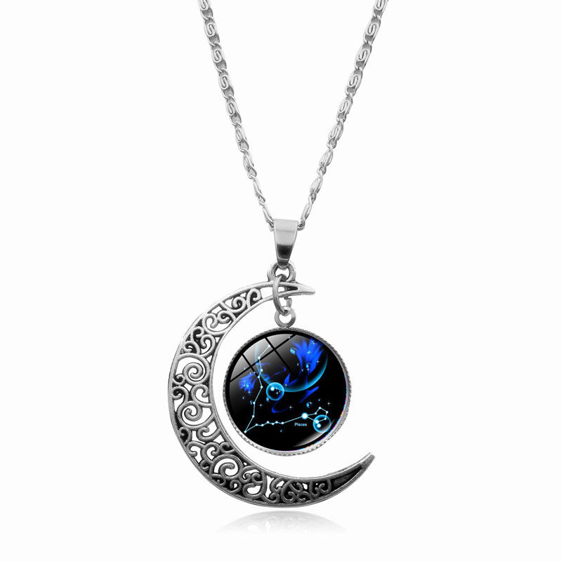 Women's Gem Cabochon Accessories Sier Moon Clavicle Necklaces