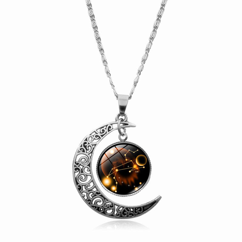 Women's Gem Cabochon Accessories Sier Moon Clavicle Necklaces