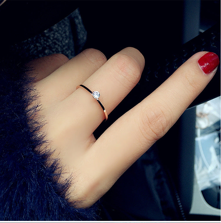 Women's Elegant Titanium Steel Rose Gold Plated Personality Rings