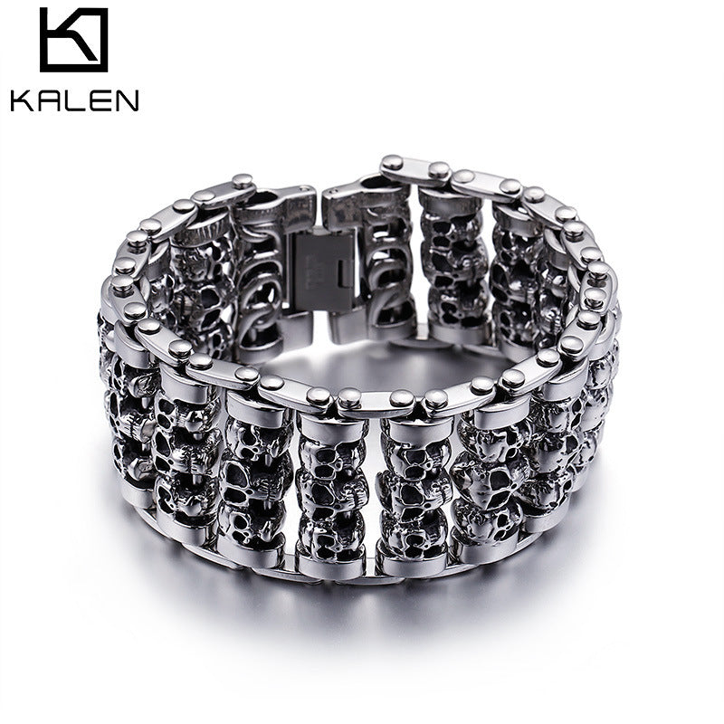 Men's Titanium Steel Skull Personalized Punk Jewellery Trendy Bracelet