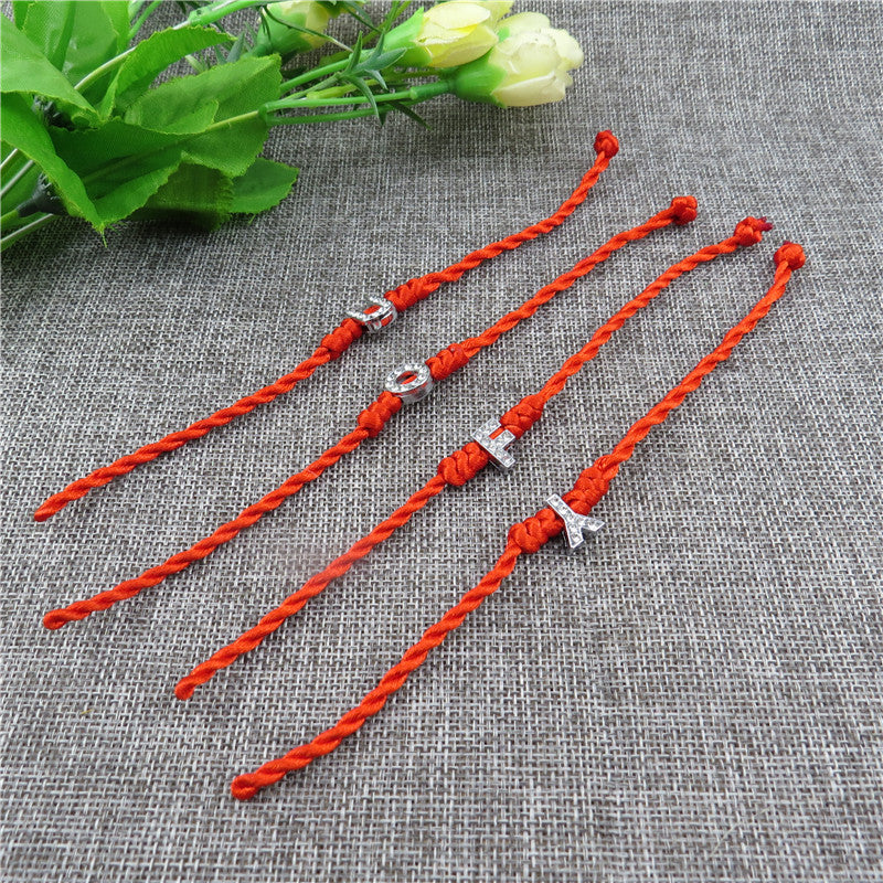 Letters Red Rope With Diamond Jewelry Woven Bracelets