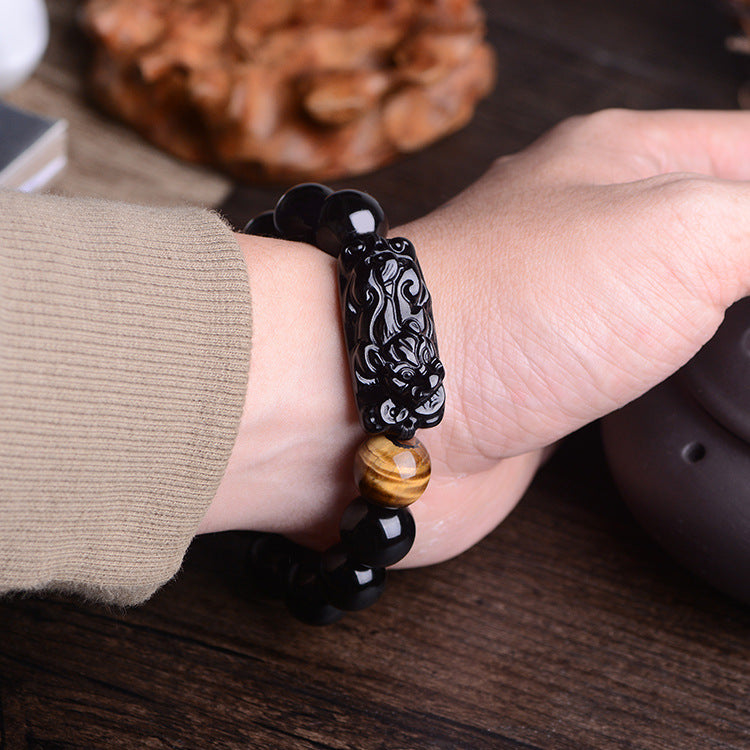 Natural Obsidian Pi Tiger's Eye Tiger Stone Cat Bracelets