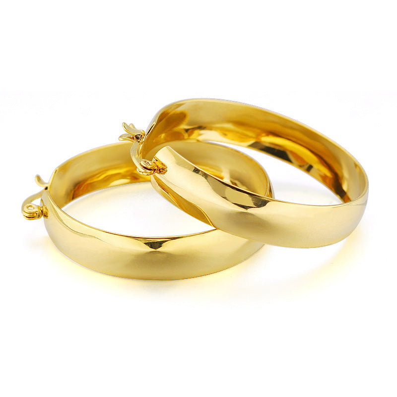 Stylish Simple Personality High Profile Large Female Titanium Steel Wide Earrings