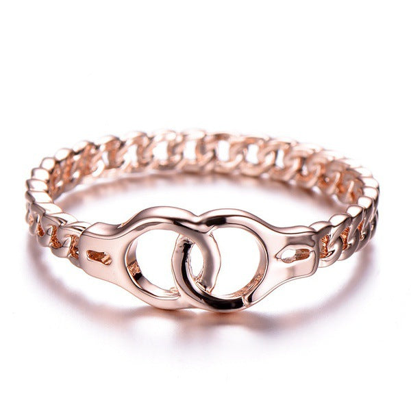 Creative Handcuffs Rose Gold Plated Female Rings