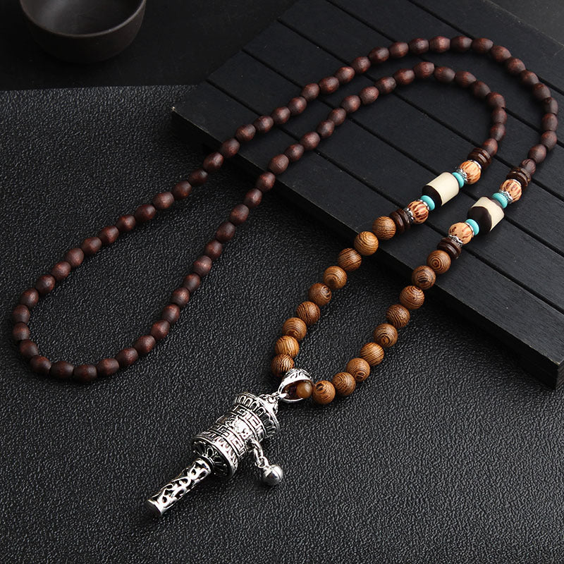 Women's Ethnic Sweater Chain Wooden Bead Long Necklaces