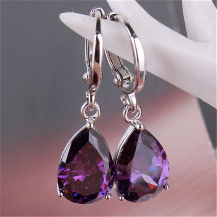 Women's Ear Inlaid Pink Zircon For Earrings