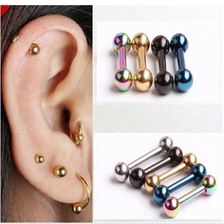 Dumbbell Thin Rod Female Small Ear Earrings