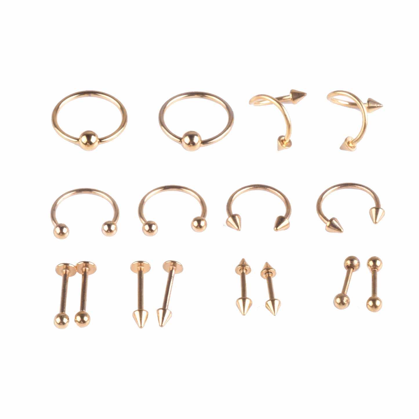 Tongue Pin Mixed Suit Stainless Steel Labret Eyebrow Nose Belly Stud Earrings