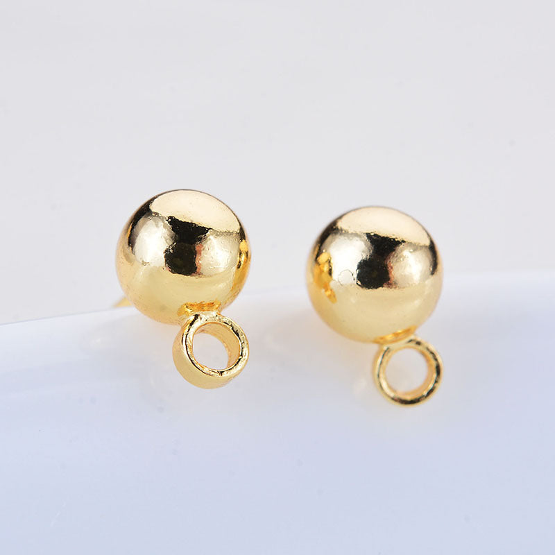 Real Gold Color Retaining Ball Needle Earrings
