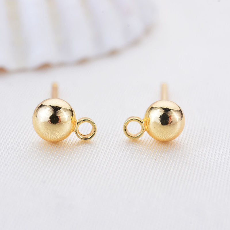 Real Gold Color Retaining Ball Needle Earrings