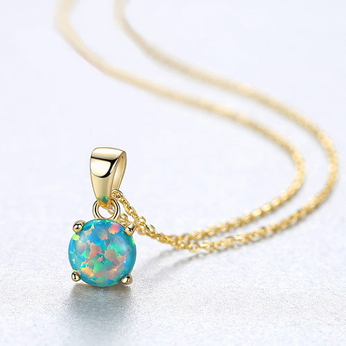 Women's Sier Inlaid Opal Fashion Simple Cross Chain Necklaces
