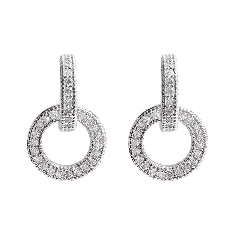 Women's Fashion Sterling Sier Geometric Circle Ear Earrings