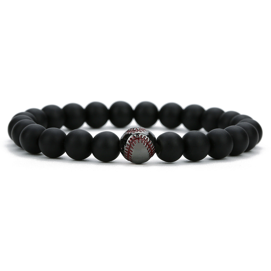 Men's Plating Baseball Volcanic Rock White Turquoise Bracelets