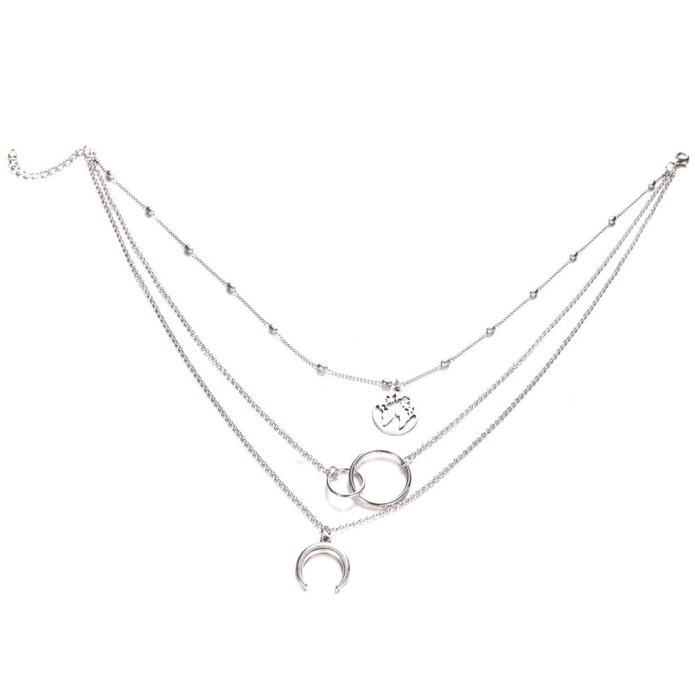 Fashion Moon Map Female Personality Bohemian Necklaces