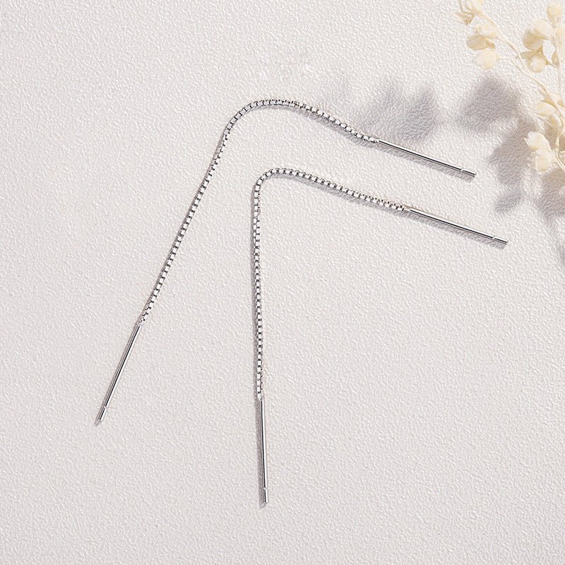 Sterling Sier Keel Chain Tassel Double Needle Ear Line
