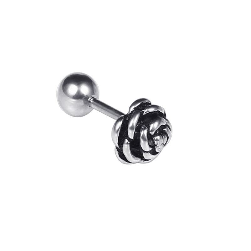 Ornament Titanium Steel Screw Rose Small Earrings
