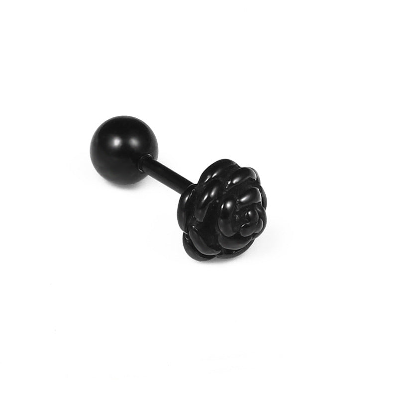 Ornament Titanium Steel Screw Rose Small Earrings