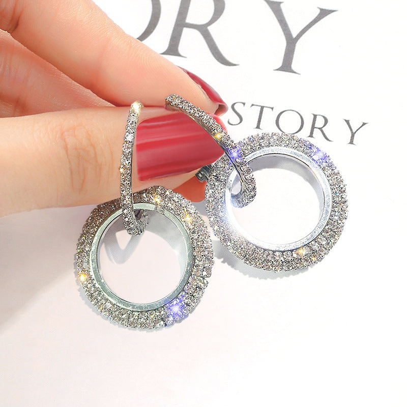 Women's Sier Needle Korean Style Fashion Diamond Earrings