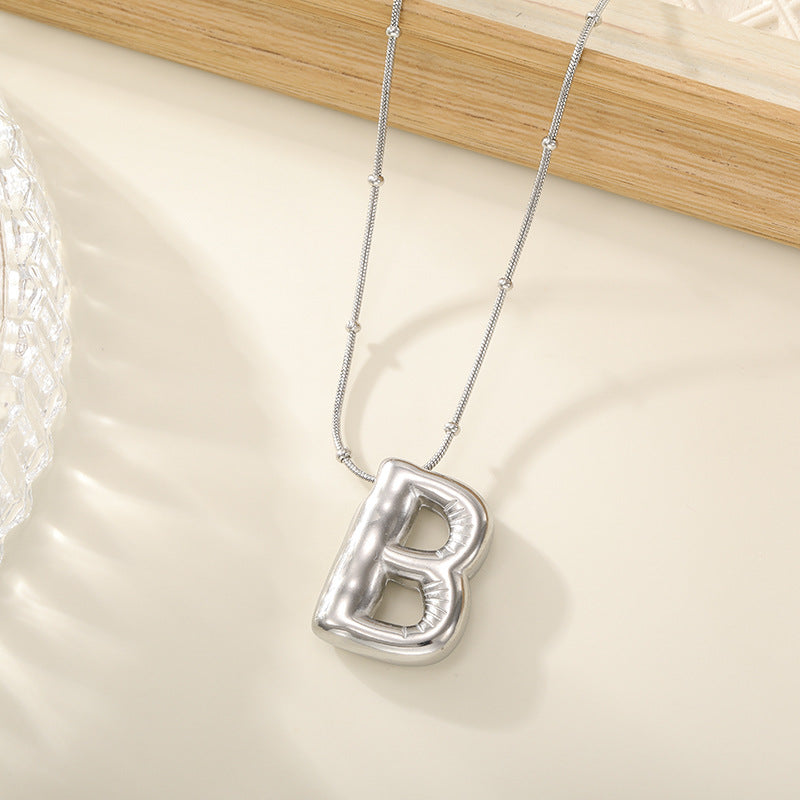 Women's Trendy Bubble Letter Colorfast Titanium Steel Design Pendants