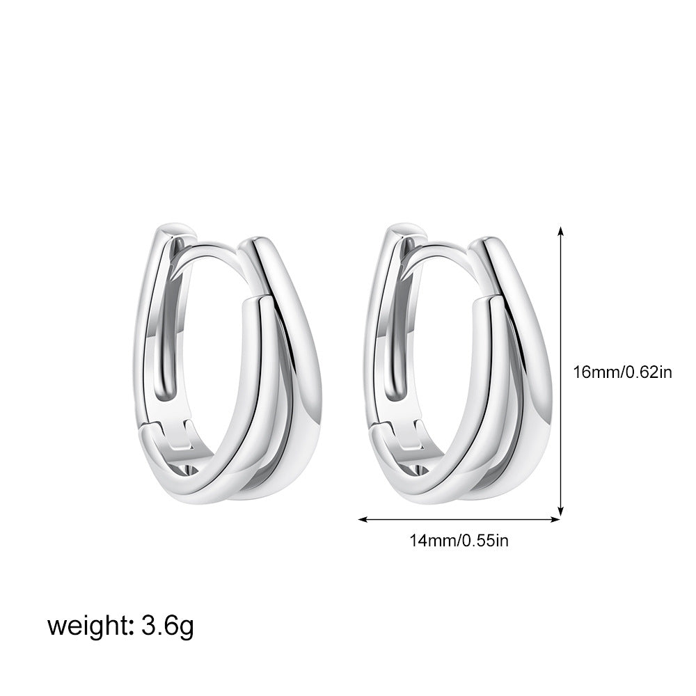 Steel Glossy Simple U-shaped Gold Sier Two-tone Earrings
