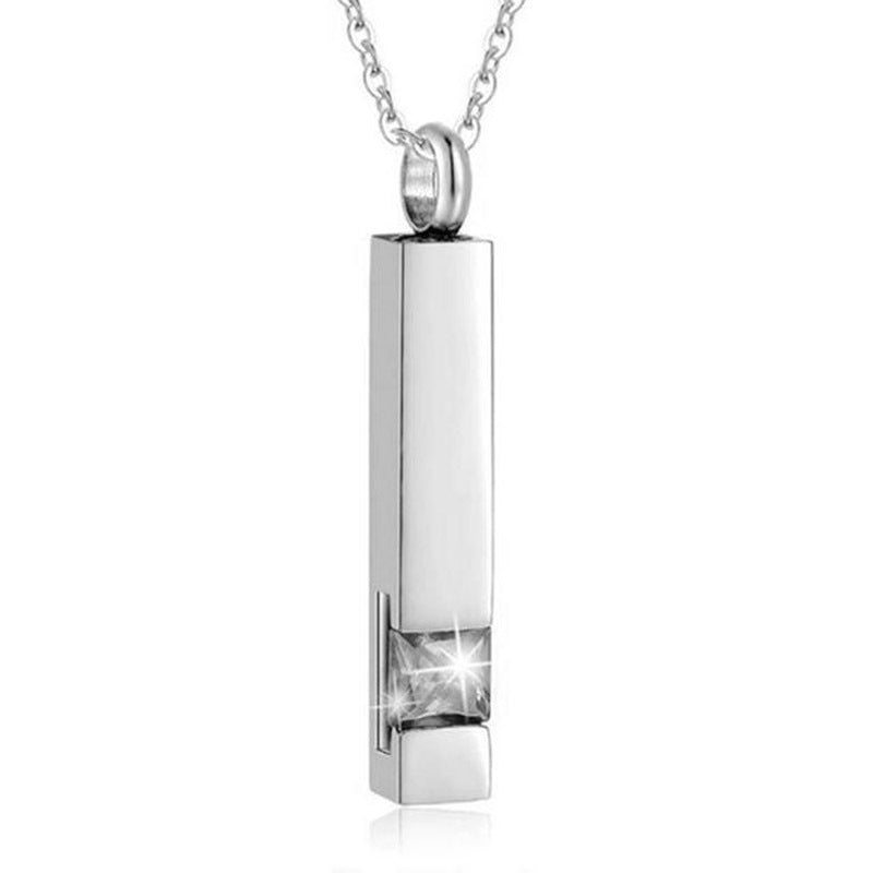 Steel Elegant Geometric Commemorative Birthday Stone Necklaces