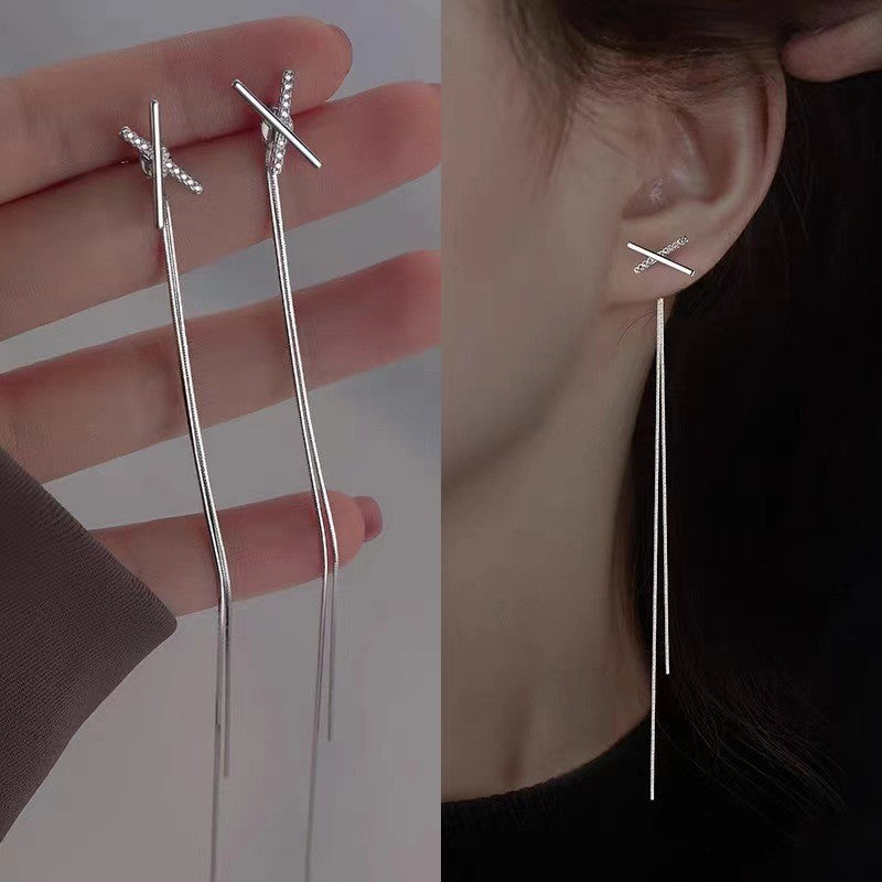 Women's Needle Elegant Long Tassel Thin Effect Earrings