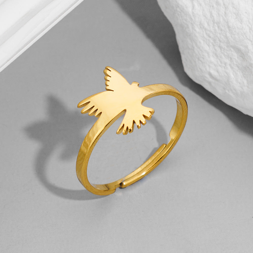 Fashion Couple Stainless Steel Spider Web Butterfly Bird Rings