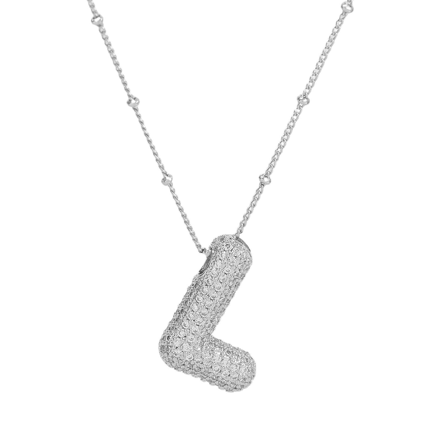 Women's Brass Zircon Bubble Balloon Letter Chubby Necklaces