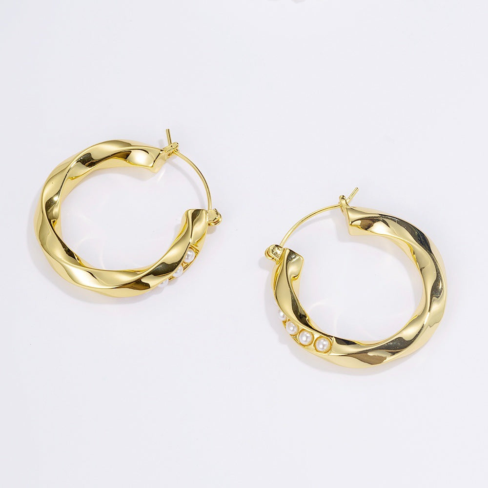 Women's Camellia Imitation Pearl Chinese Style Niche Earrings