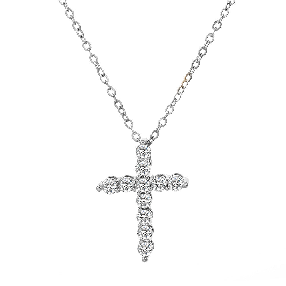Full Diamond Cross Female Creative Design Geometric Necklaces