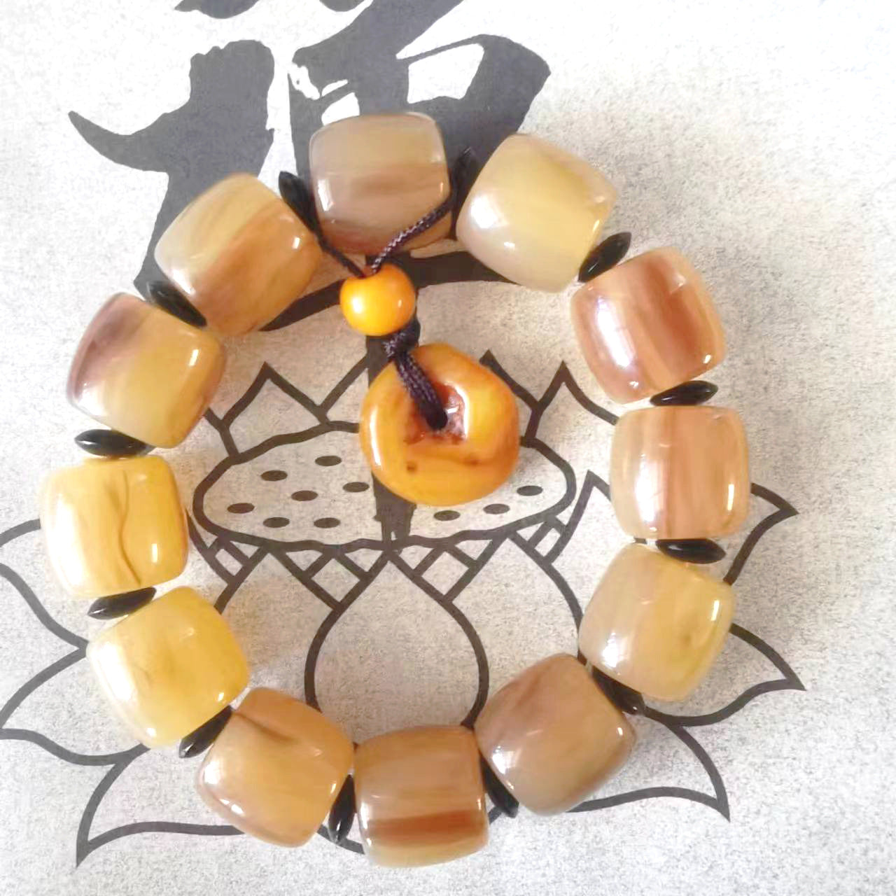 Barrel Bead Antelope Peace Buckle Rosary Resin Craft Bracelet