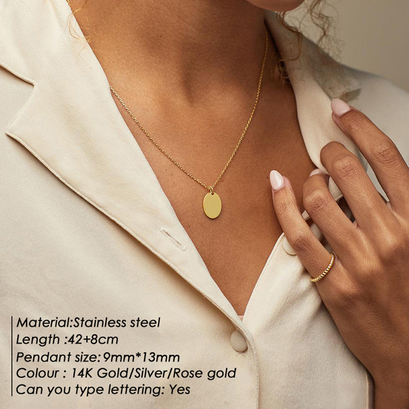 Simple Oval Glossy Female Gold-plated Clavicle Necklaces