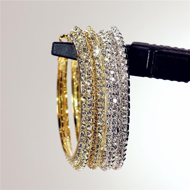Double Row Large Circle Hip Hop Eardrop Earrings