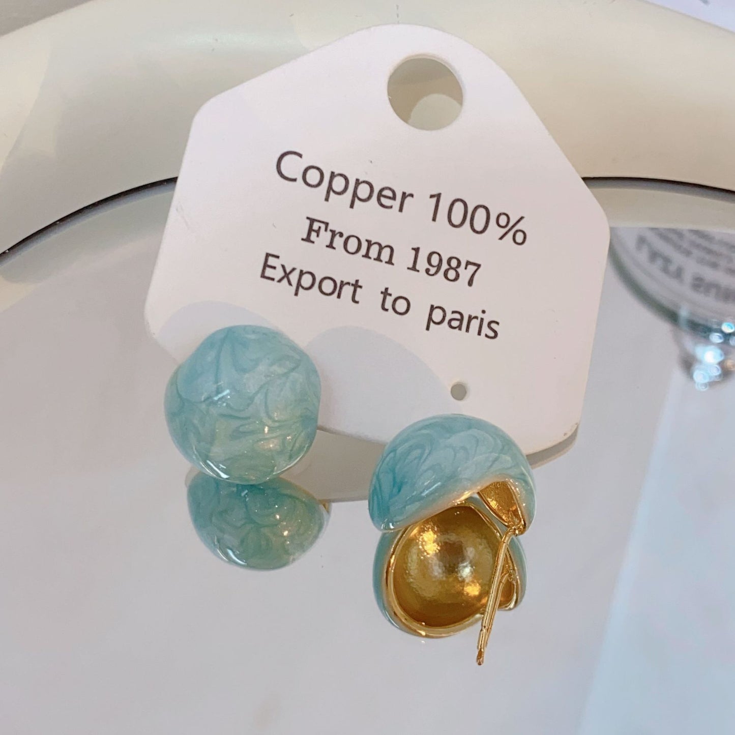 Gold-plated Fashion Blue Color Collection Enamel Earrings