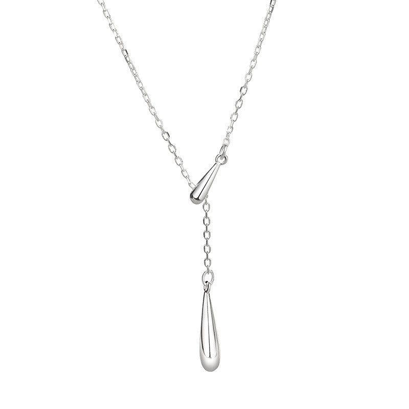 Women's Sterling Sier Tassel Water Drop French Style Minimalist Light Necklaces