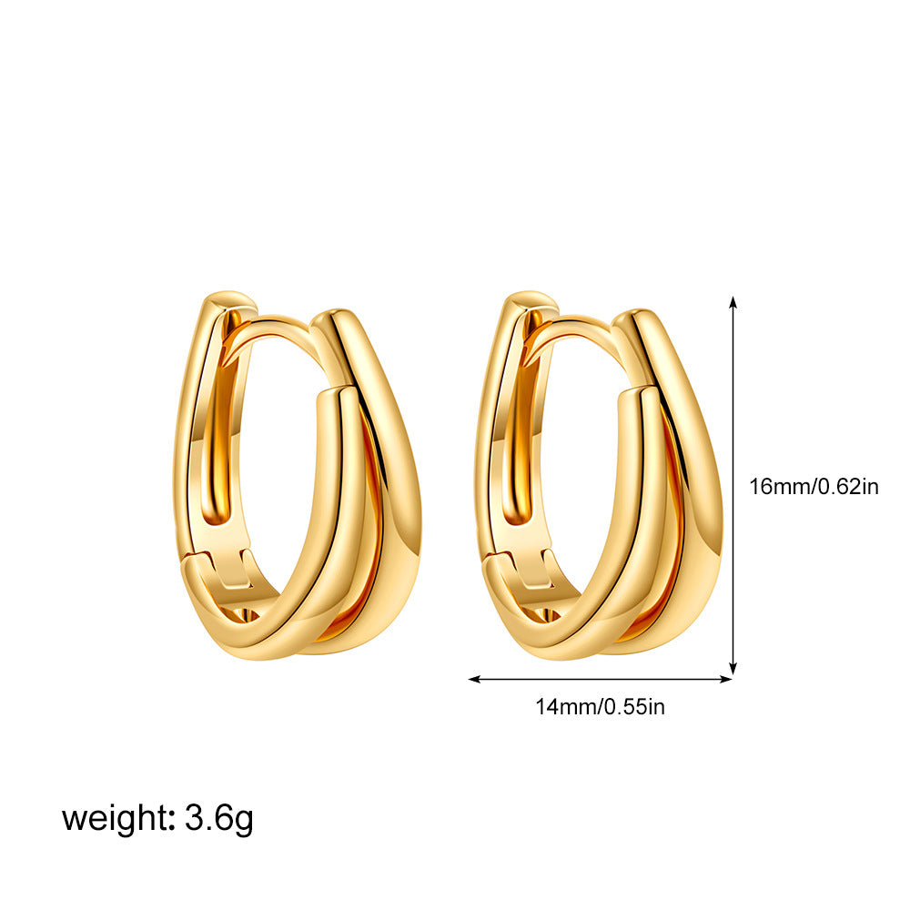 Steel Glossy Simple U-shaped Gold Sier Two-tone Earrings