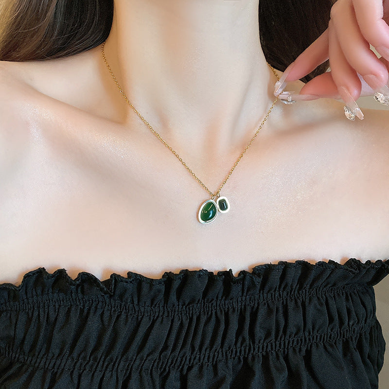 Black Agate Double Female Summer Clavicle Chain Does Necklaces