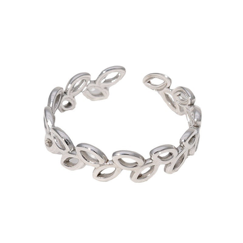 Female Fresh Leaf Simple Cold Style Rings