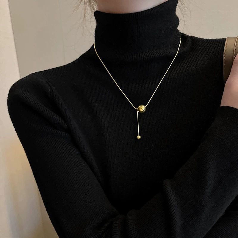 Gold Ball Titanium Steel Light Luxury Niche Clavicle Chain Necklaces
