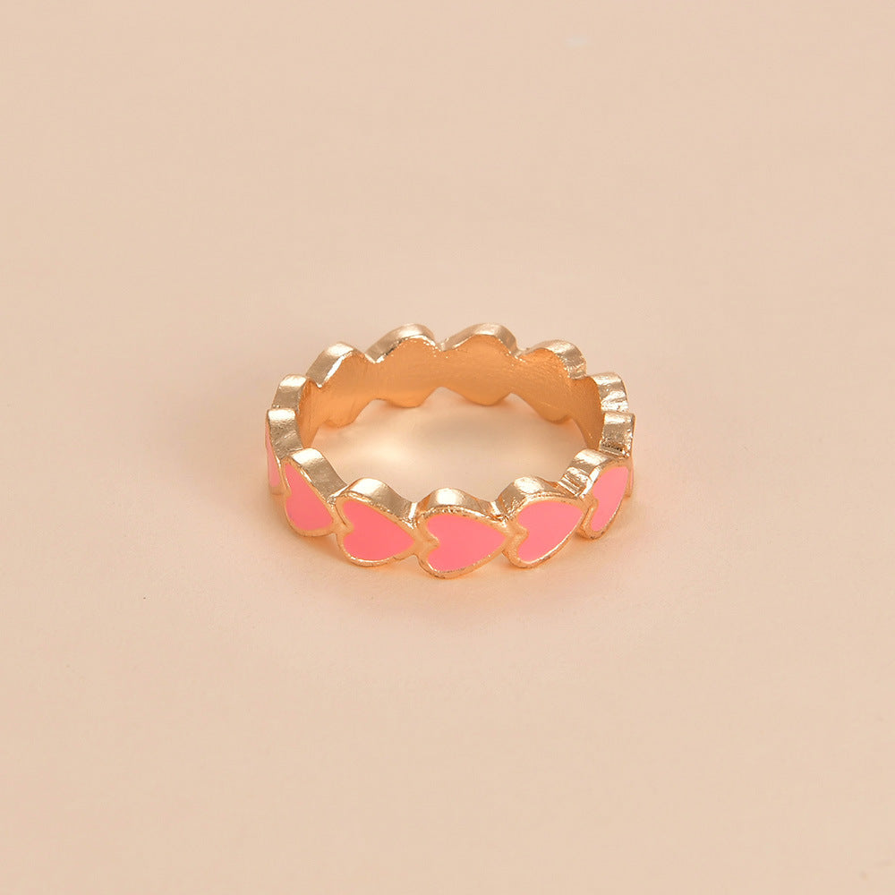 Women's Oil Dripping Love Lace Simple Heart-shaped Rings