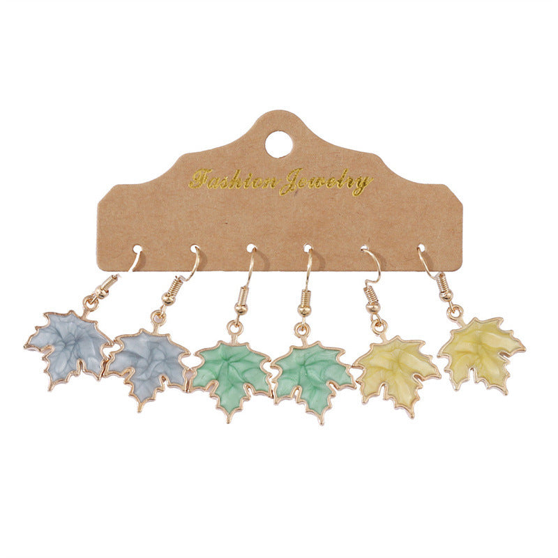 Maple Leaf Design Creative Leaves Dripping Earrings