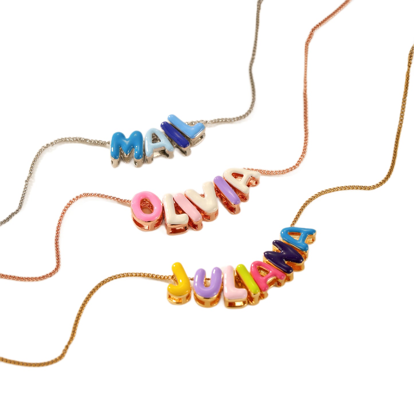 Gold Plating Bubble Letter Random Combination Necklace