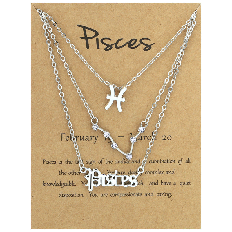Constellations Suit Retro Alphabet Symbol Diamond Necklaces