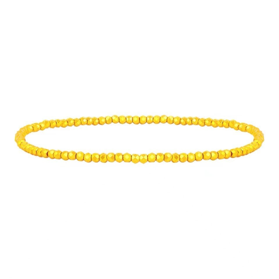 Gold Star River Round Beads Disco Jumping Elastic String Female Bracelet