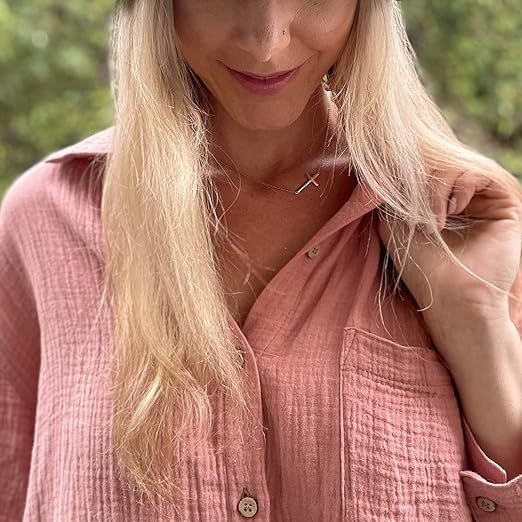 Sier Lateral Cross Asymmetric Simple High Necklaces