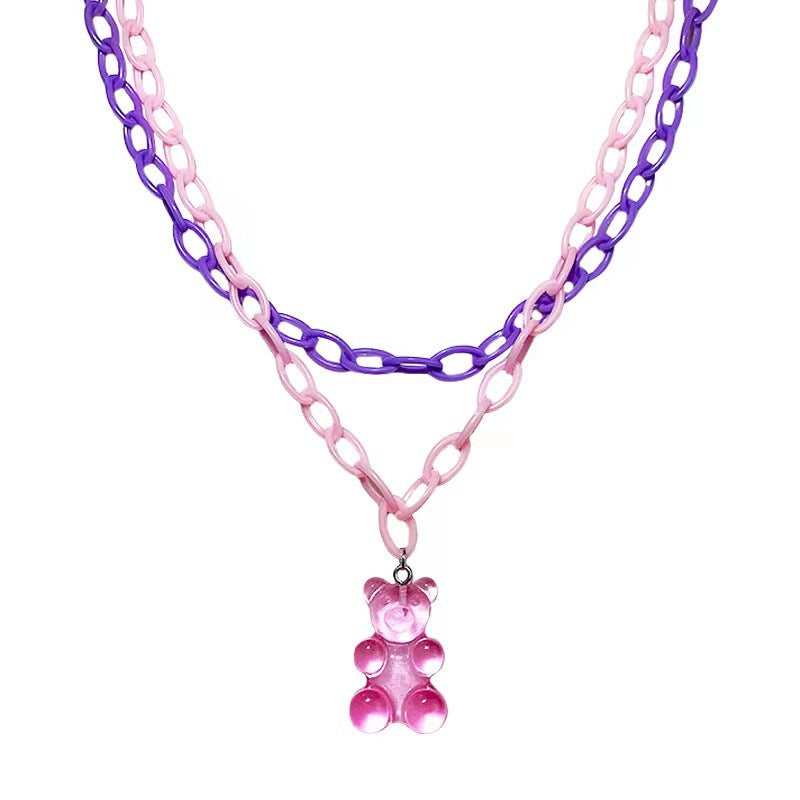 Cartoon Colorful Bear Soft Candy Color Necklaces